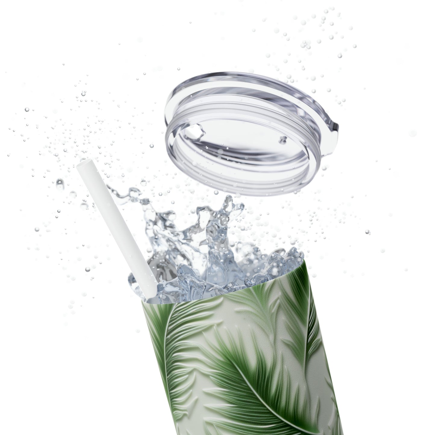 Palm Leaf Skinny Tumbler with Straw, 20oz