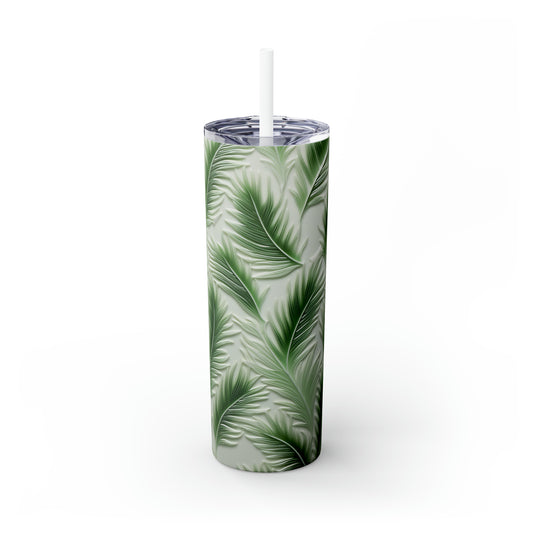 Palm Leaf Skinny Tumbler with Straw, 20oz